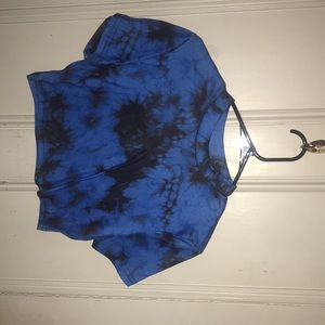 Blue tie-dye crop top